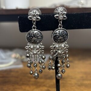 1928 Black and Silver Chandelier Earrings
